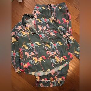 Anthropologie Karen Mabon Carousel horses pajamas size S
